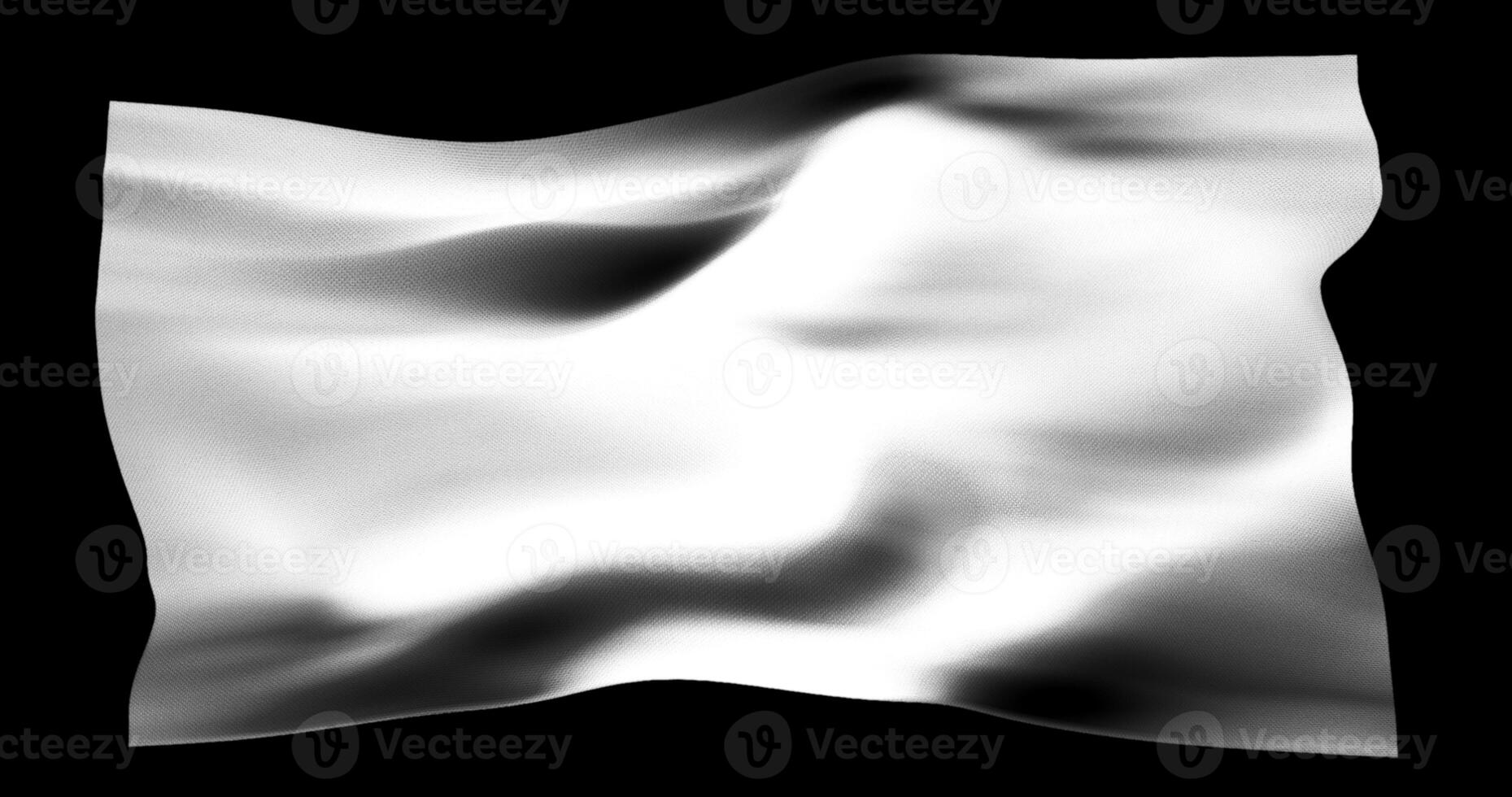 White flag isolated realistic waving. Cotton fabric texture photo