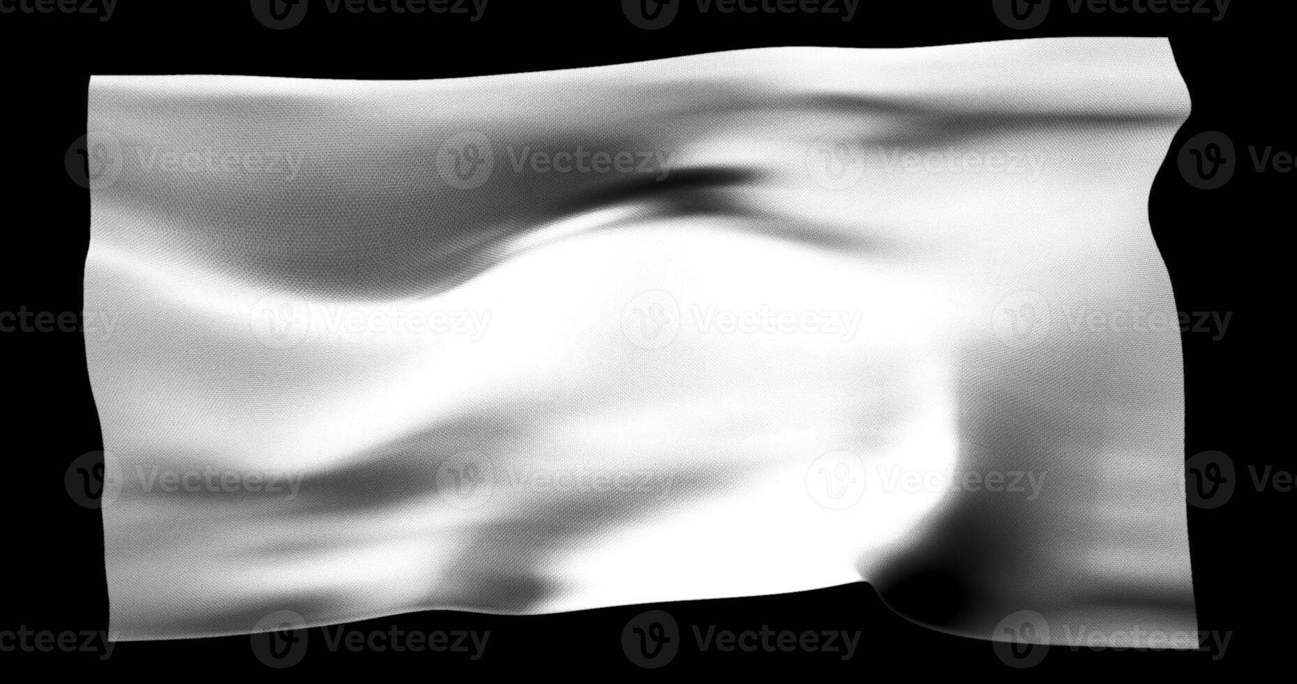 White flag isolated realistic waving. Cotton fabric texture photo