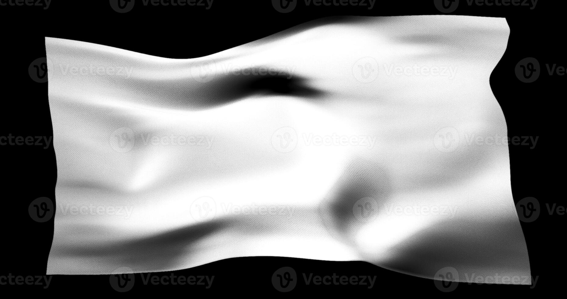 White flag isolated realistic waving. Cotton fabric texture photo