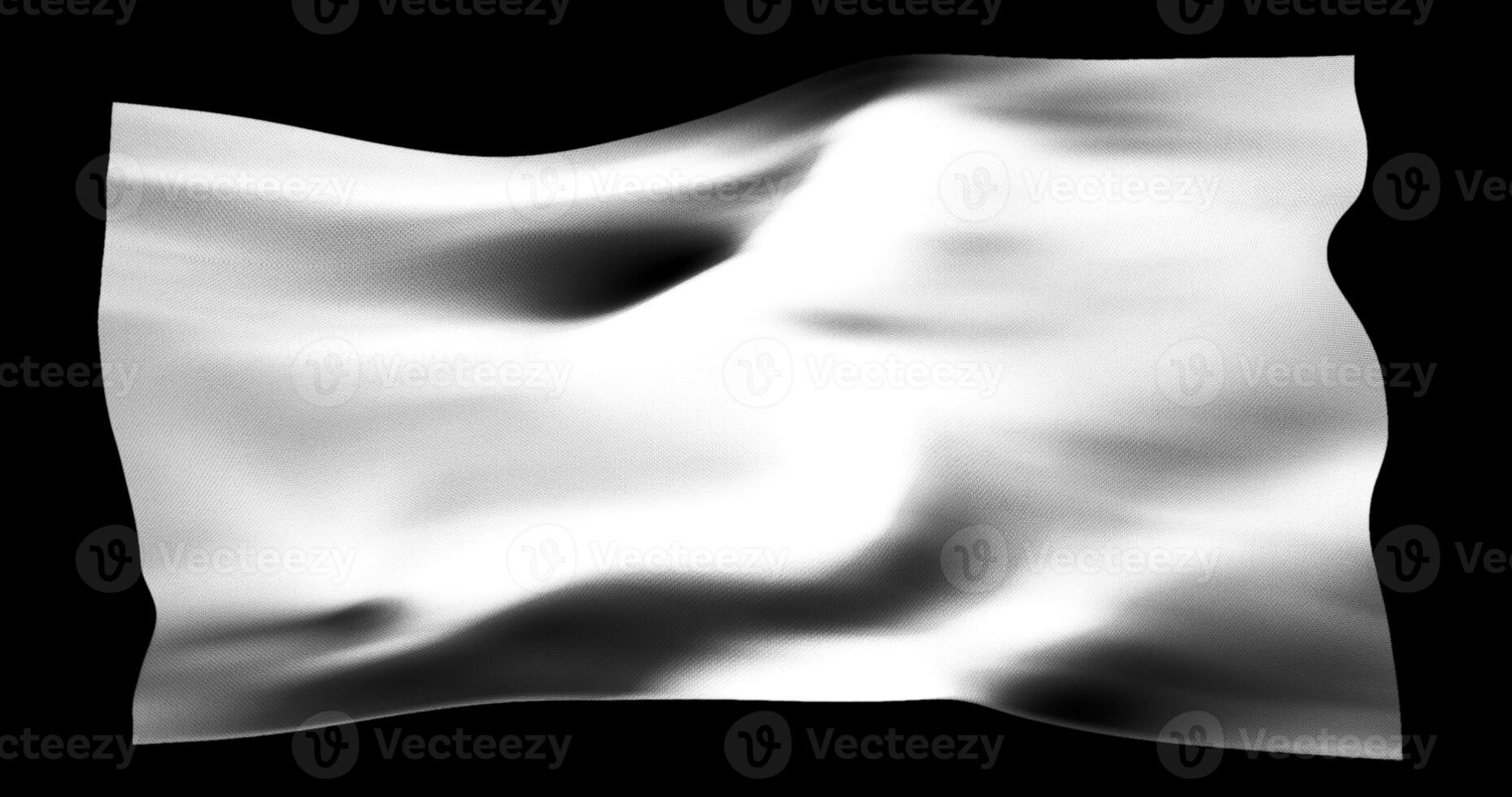 White flag isolated realistic waving. Cotton fabric texture photo