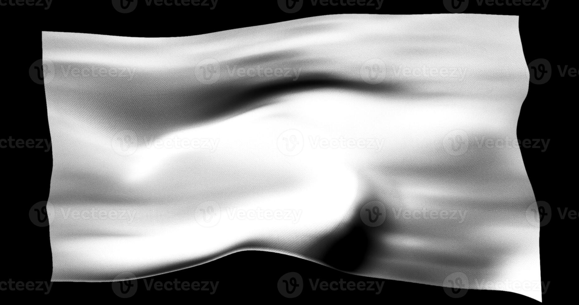 White flag isolated realistic waving. Cotton fabric texture photo