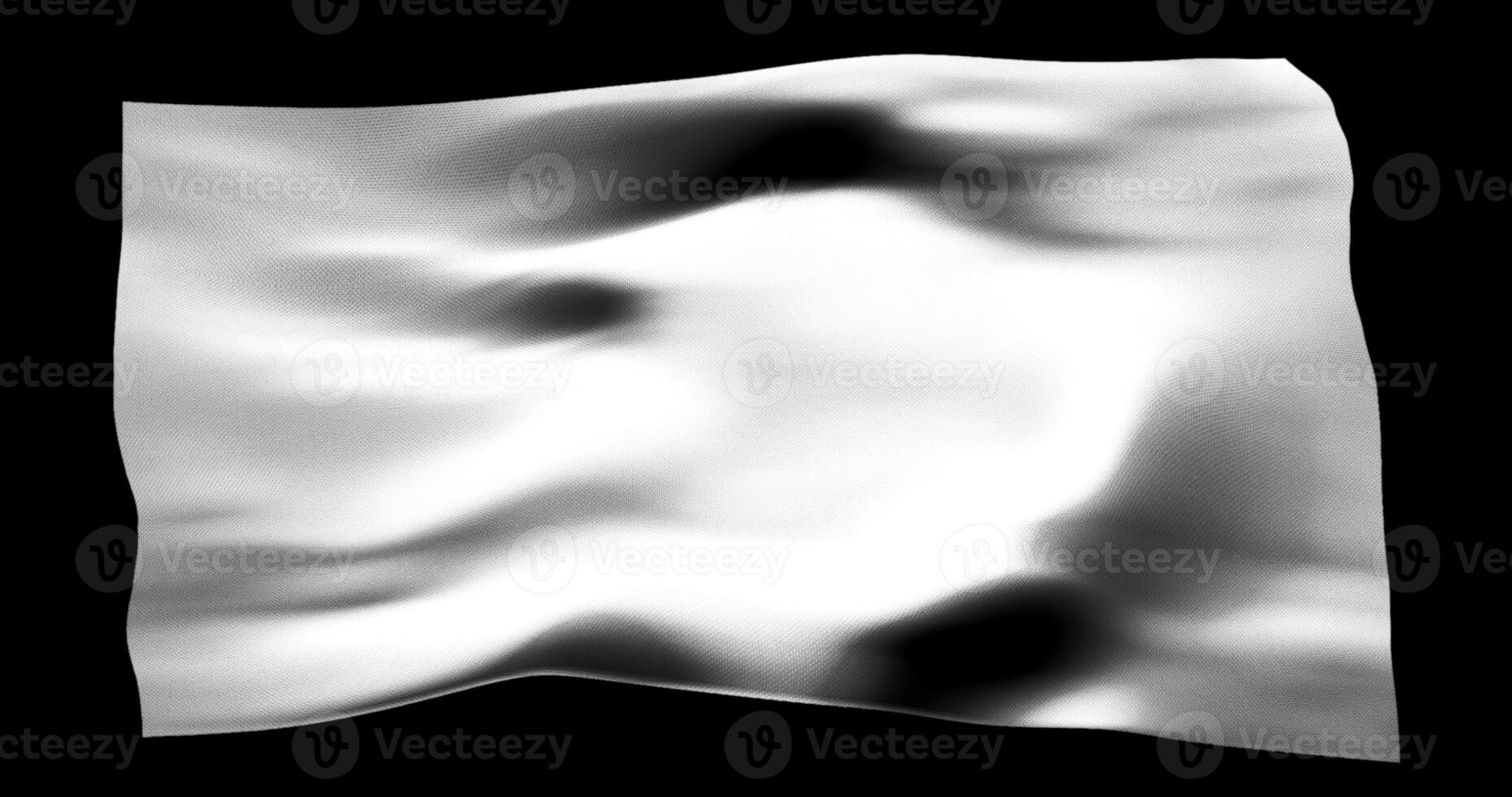 White flag isolated realistic waving. Cotton fabric texture photo