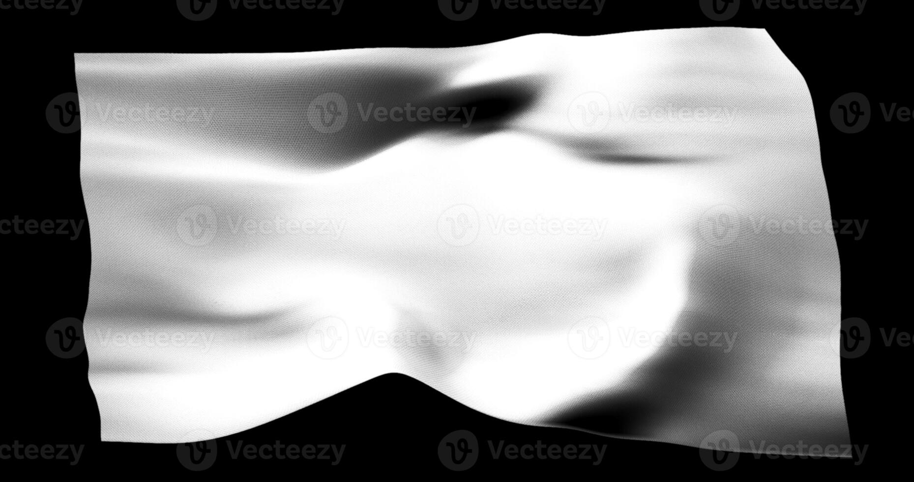 White flag isolated realistic waving. Cotton fabric texture photo