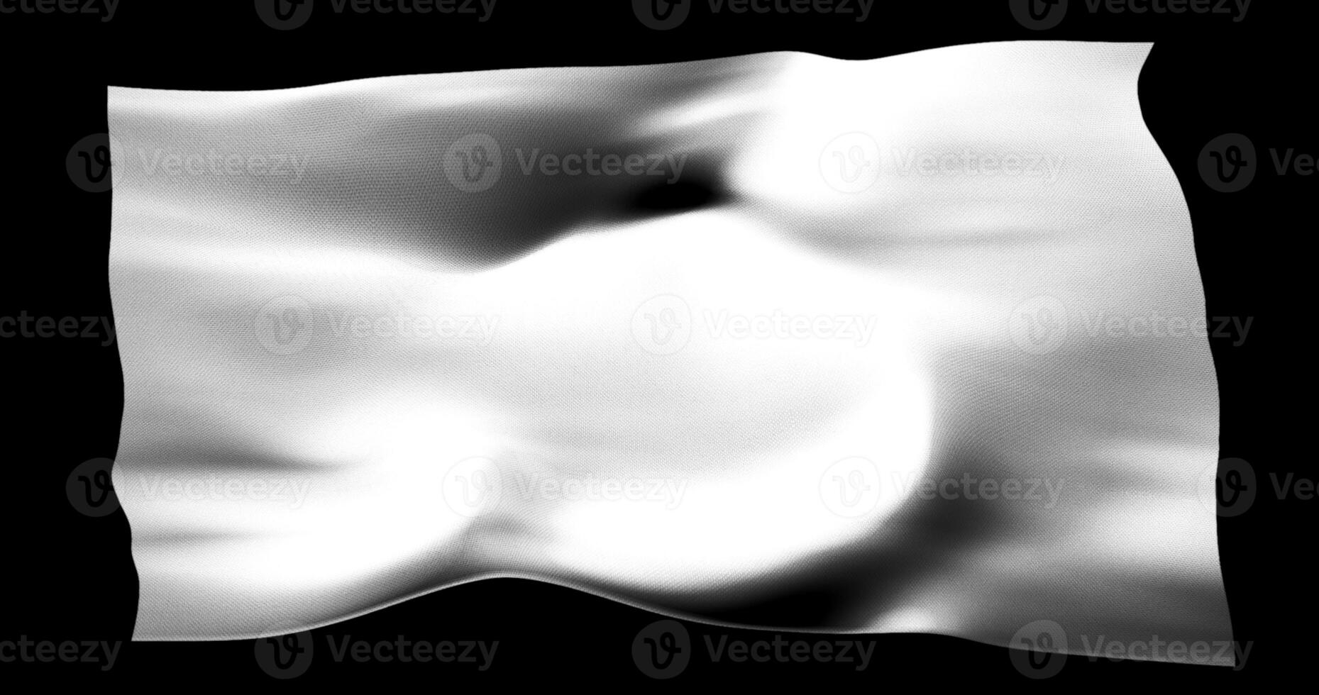 White flag isolated realistic waving. Cotton fabric texture photo