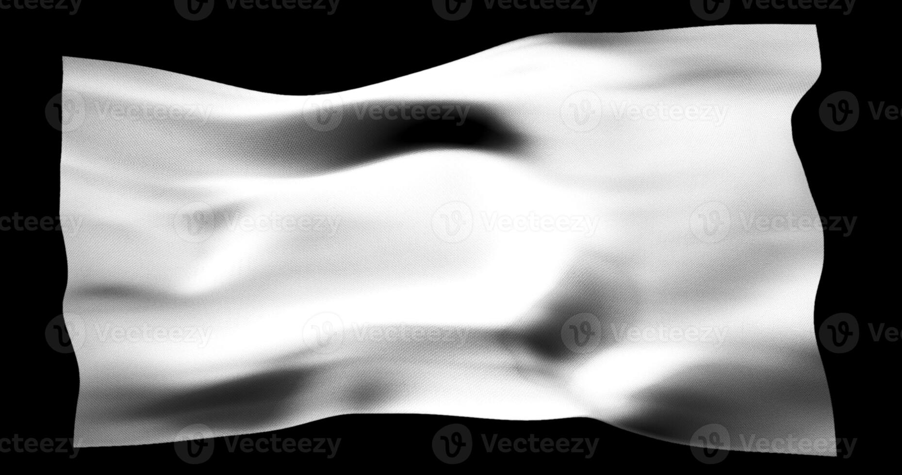 White flag isolated realistic waving. Cotton fabric texture photo