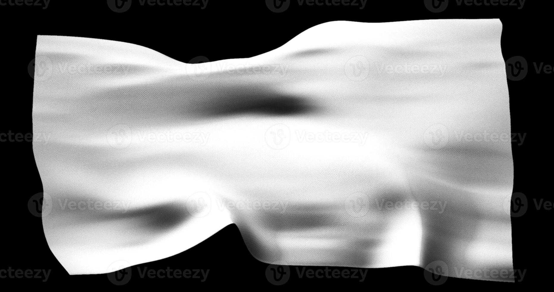 White flag isolated realistic waving. Cotton fabric texture photo