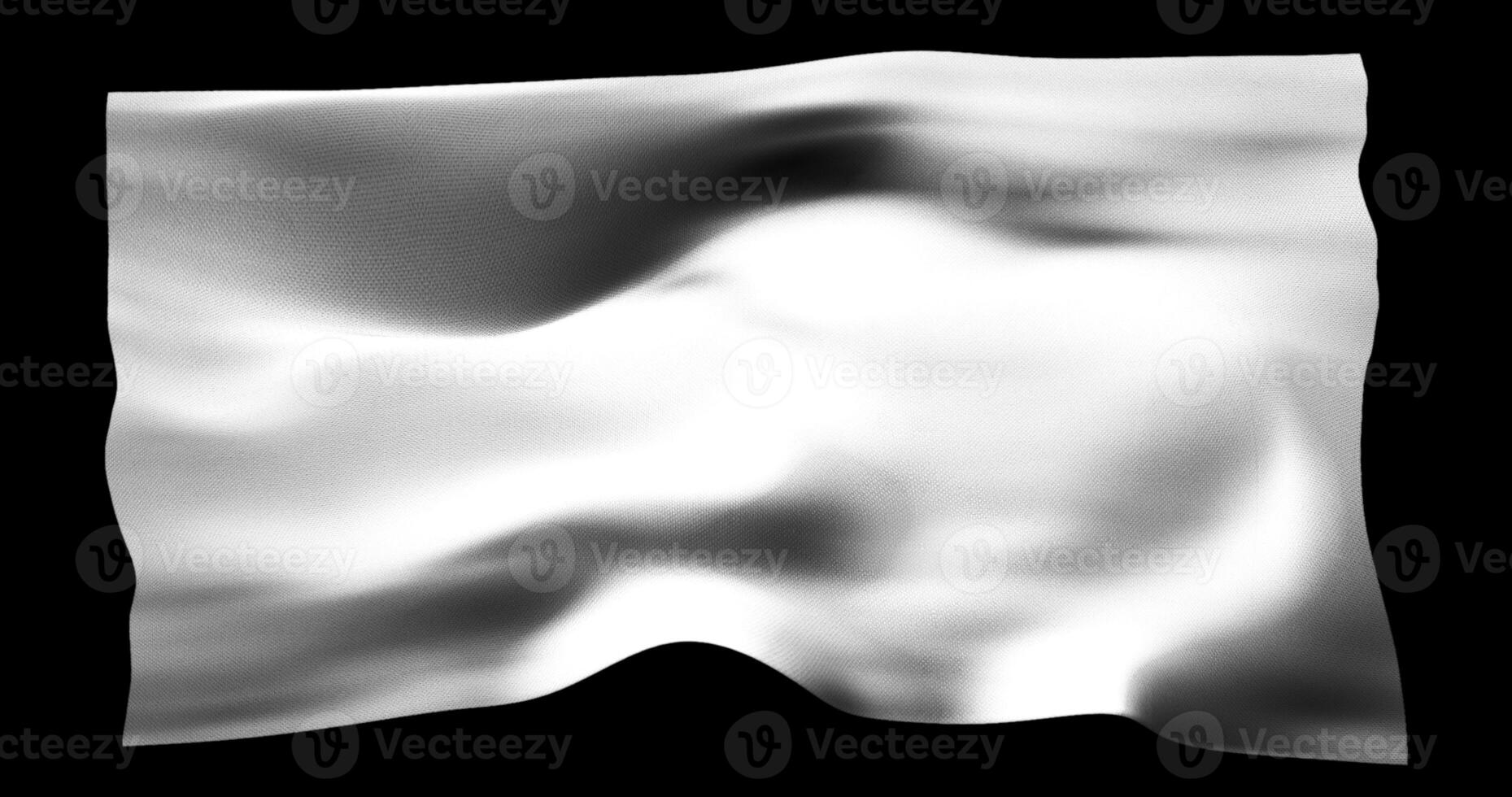 White flag isolated realistic waving. Cotton fabric texture photo