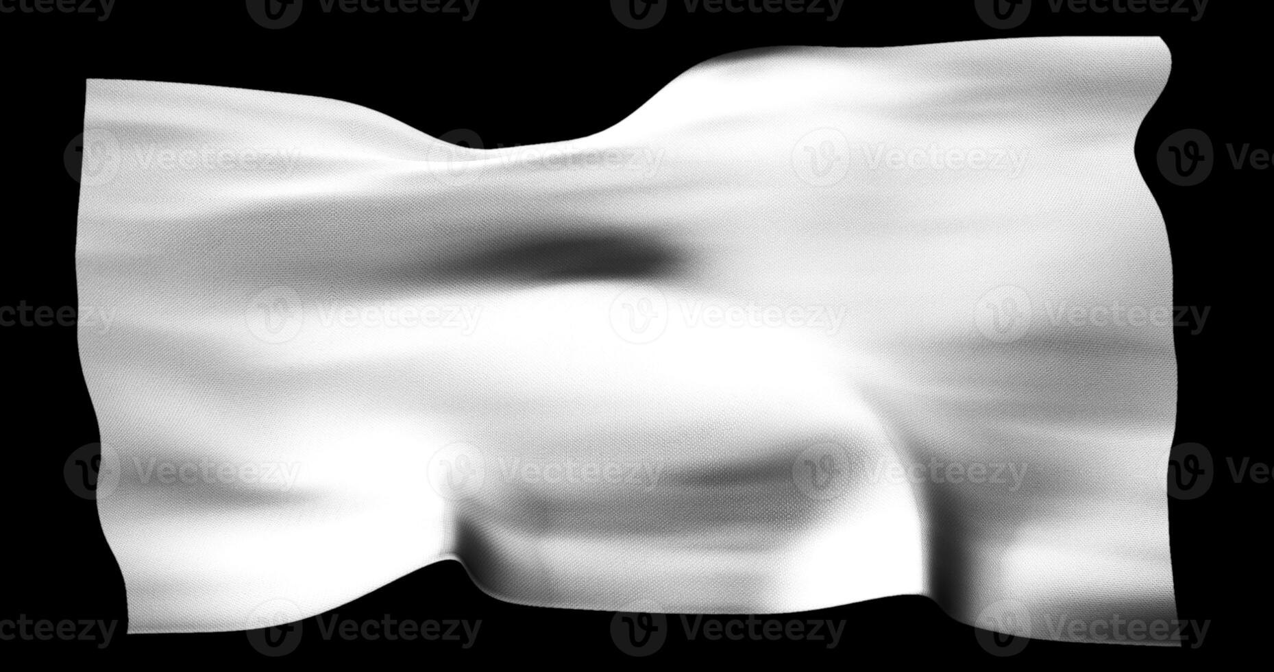 White flag isolated realistic waving. Cotton fabric texture photo