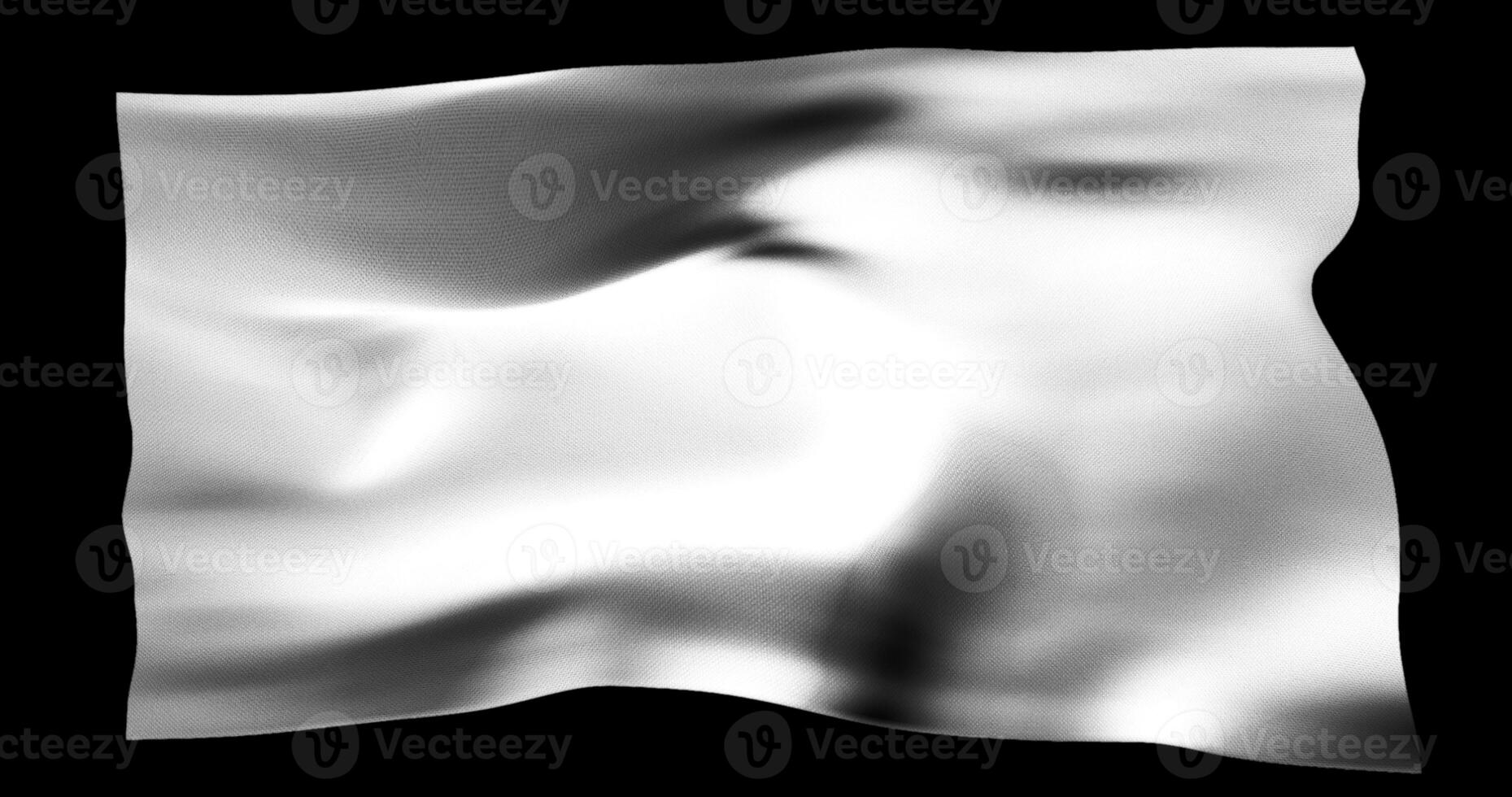White flag isolated realistic waving. Cotton fabric texture photo
