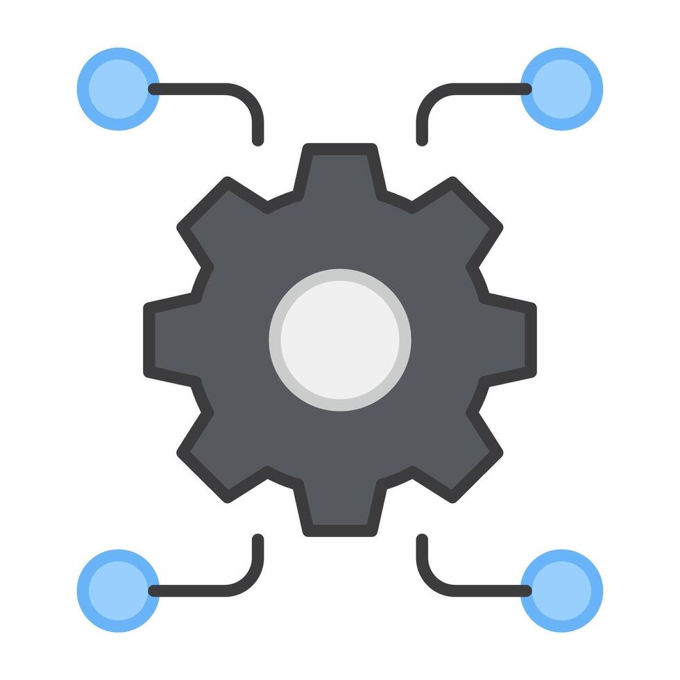 Gear with nodes depicting concept of network management vector