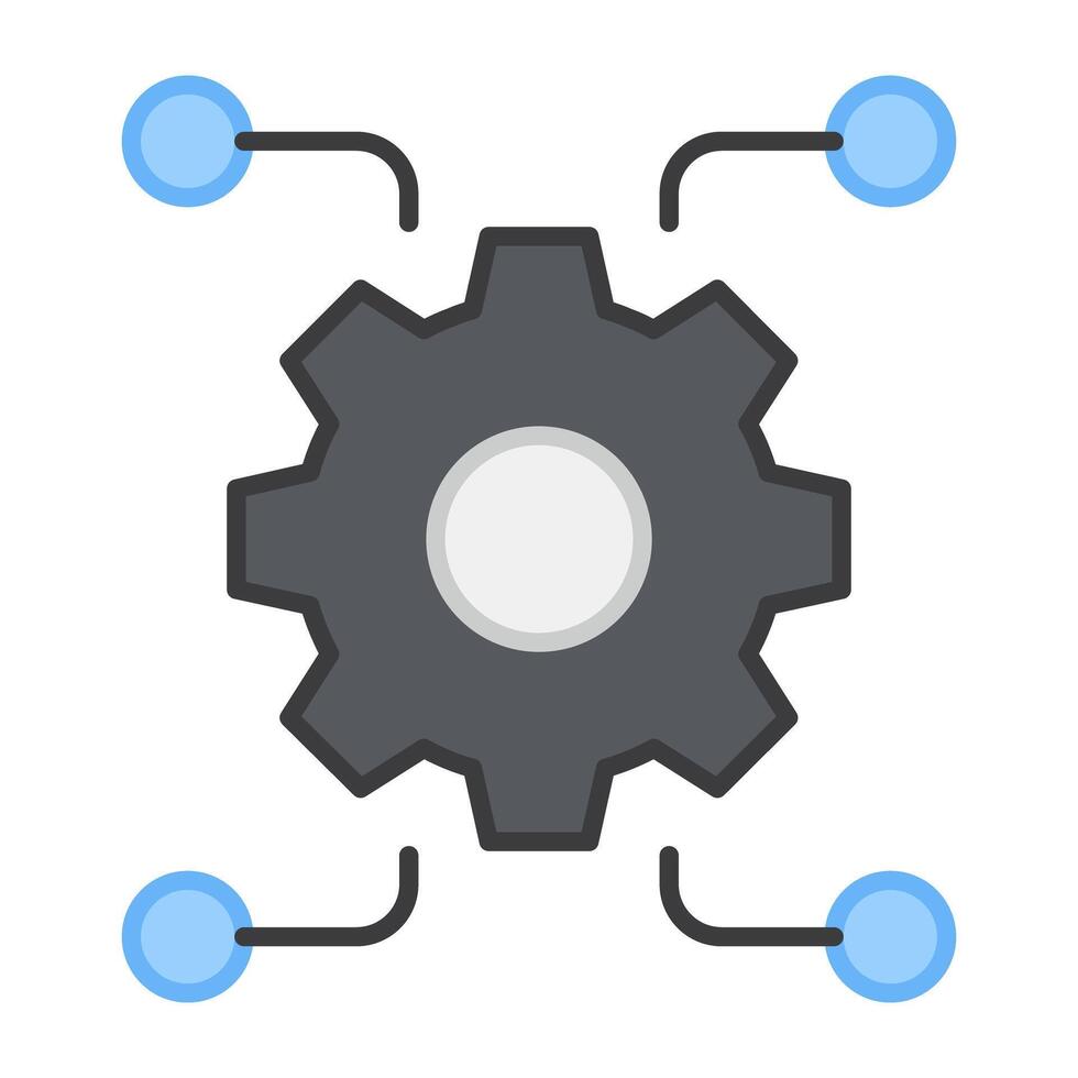 Gear with nodes depicting concept of network management vector