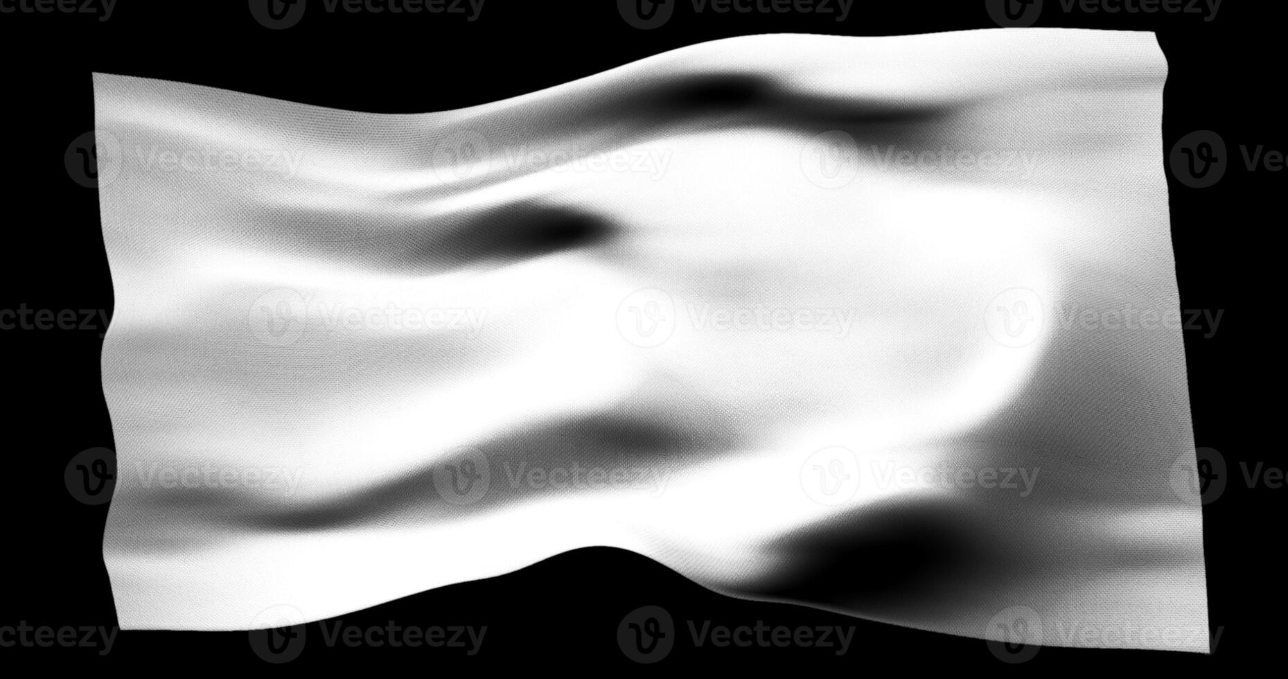 White flag isolated realistic waving. Cotton fabric texture photo