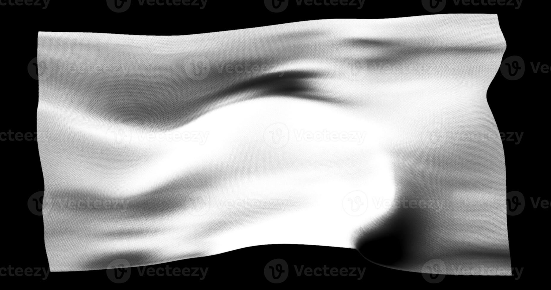 White flag isolated realistic waving. Cotton fabric texture photo