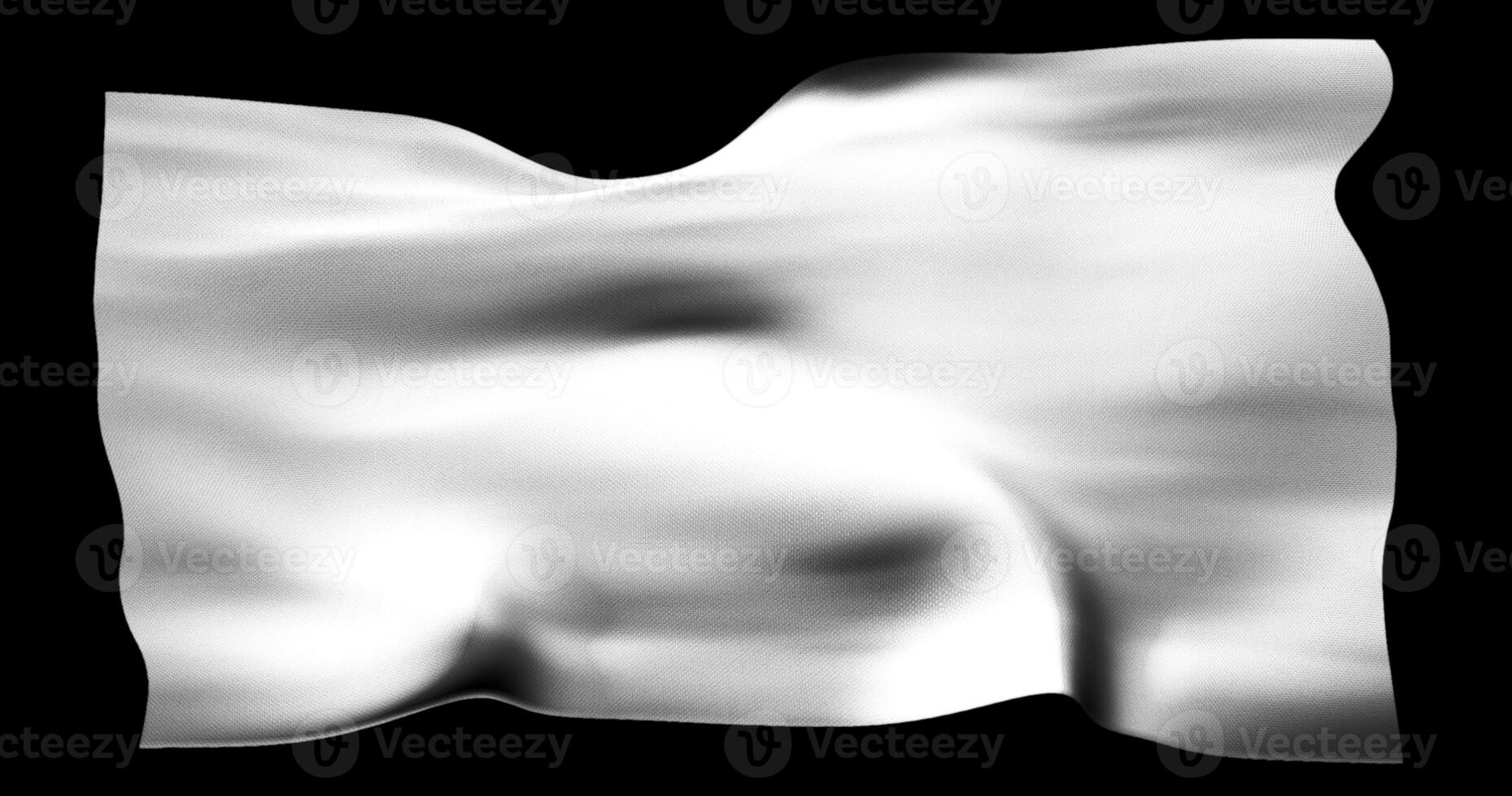 White flag isolated realistic waving. Cotton fabric texture photo