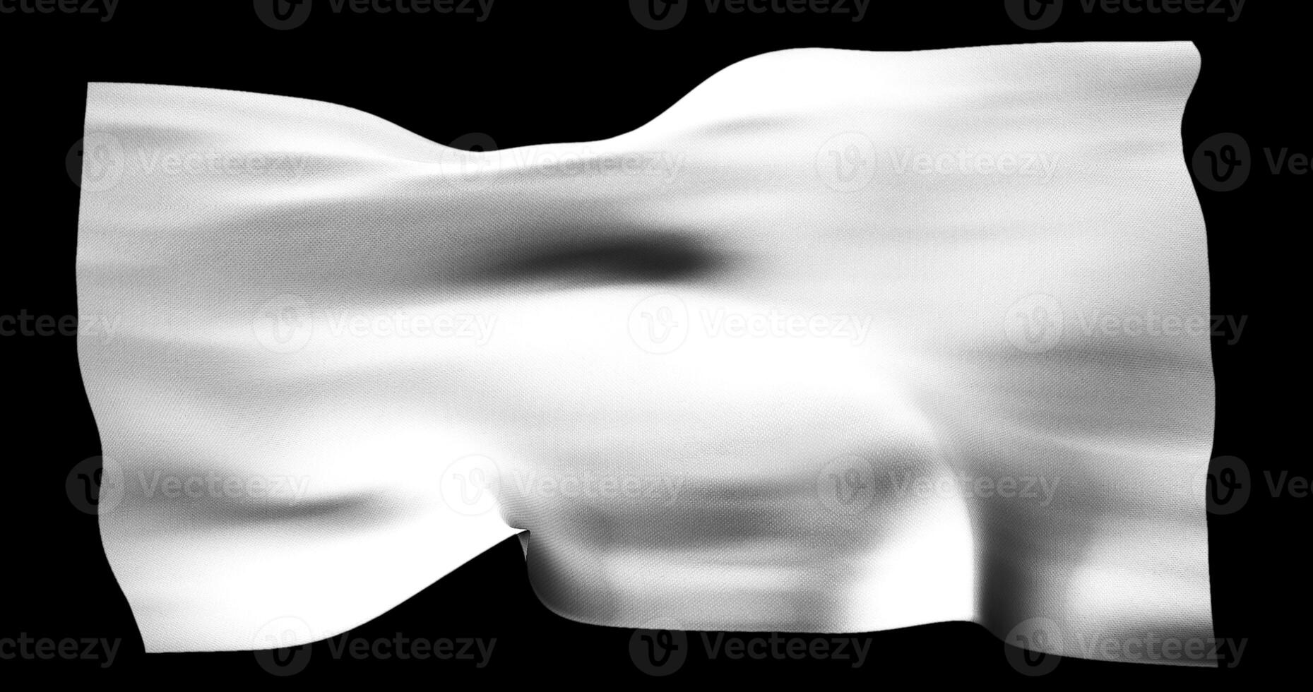 White flag isolated realistic waving. Cotton fabric texture photo