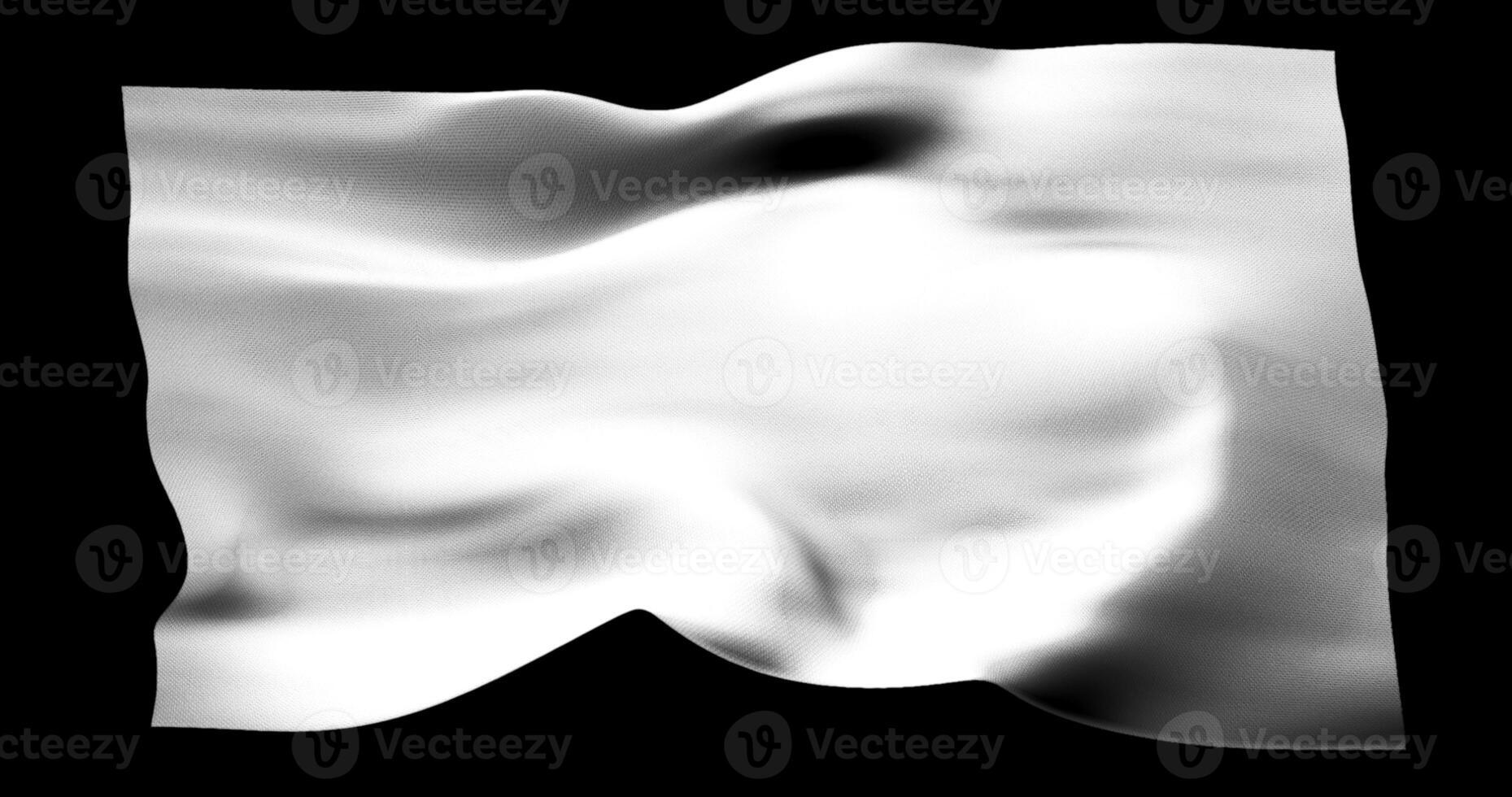 White flag isolated realistic waving. Cotton fabric texture photo