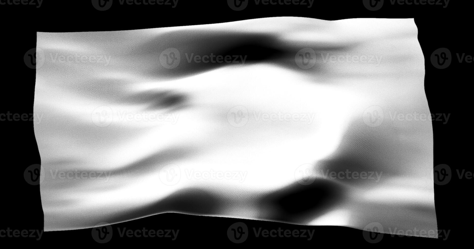 White flag isolated realistic waving. Cotton fabric texture photo