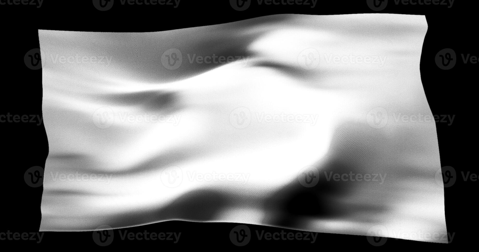 White flag isolated realistic waving. Cotton fabric texture photo