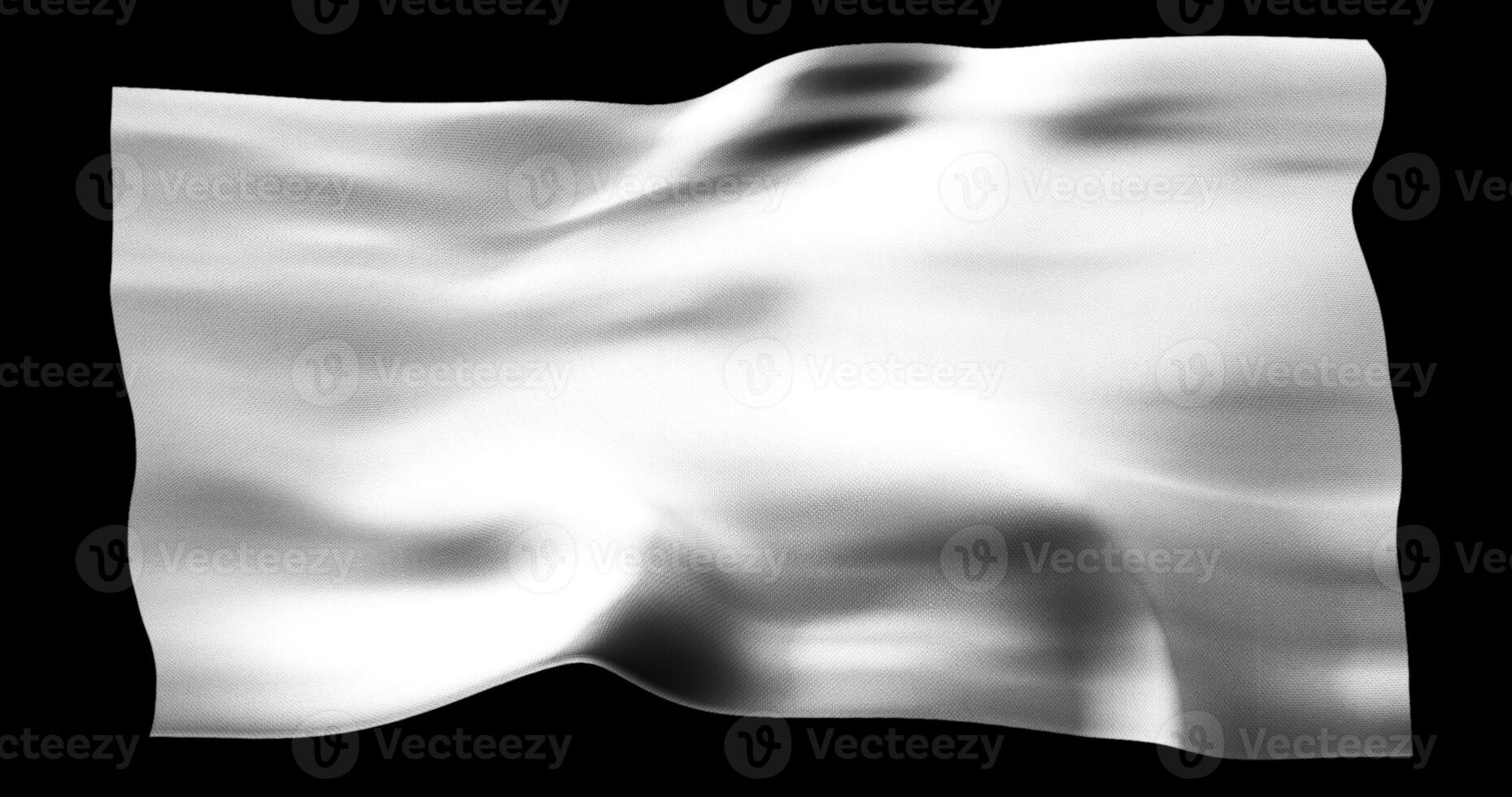 White flag isolated realistic waving. Cotton fabric texture photo