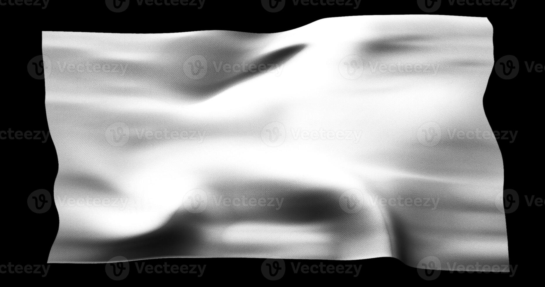 White flag isolated realistic waving. Cotton fabric texture photo