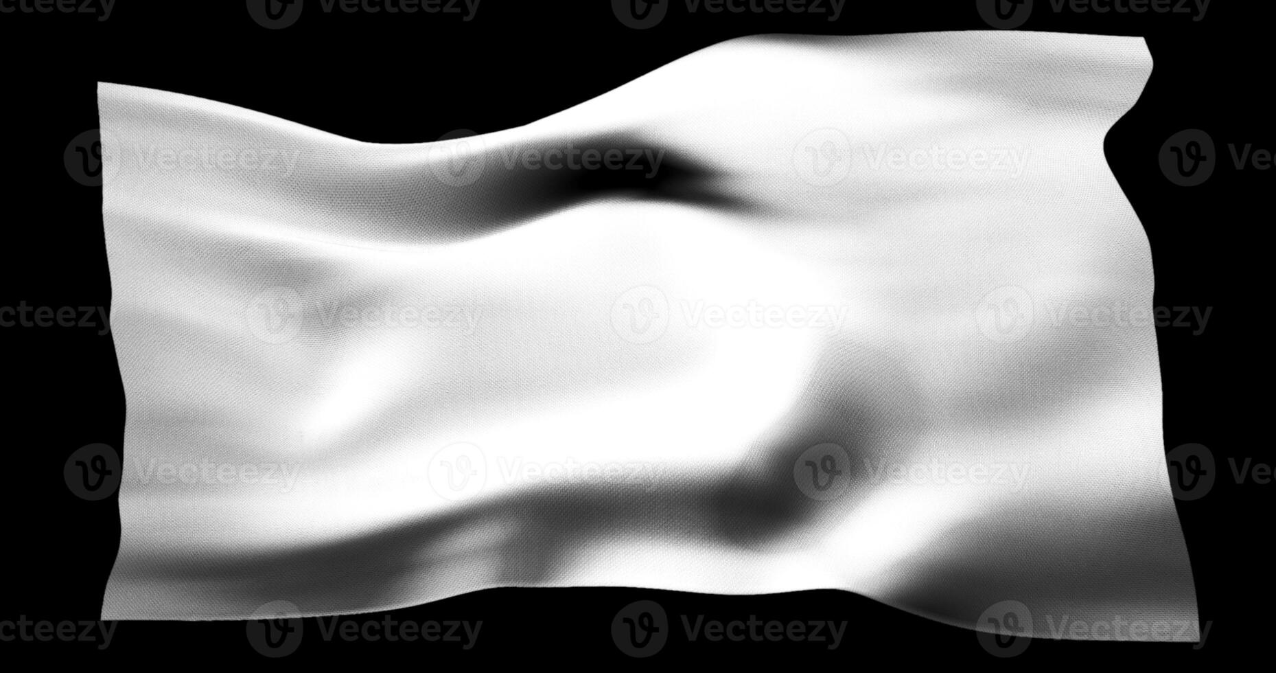 White flag isolated realistic waving. Cotton fabric texture photo