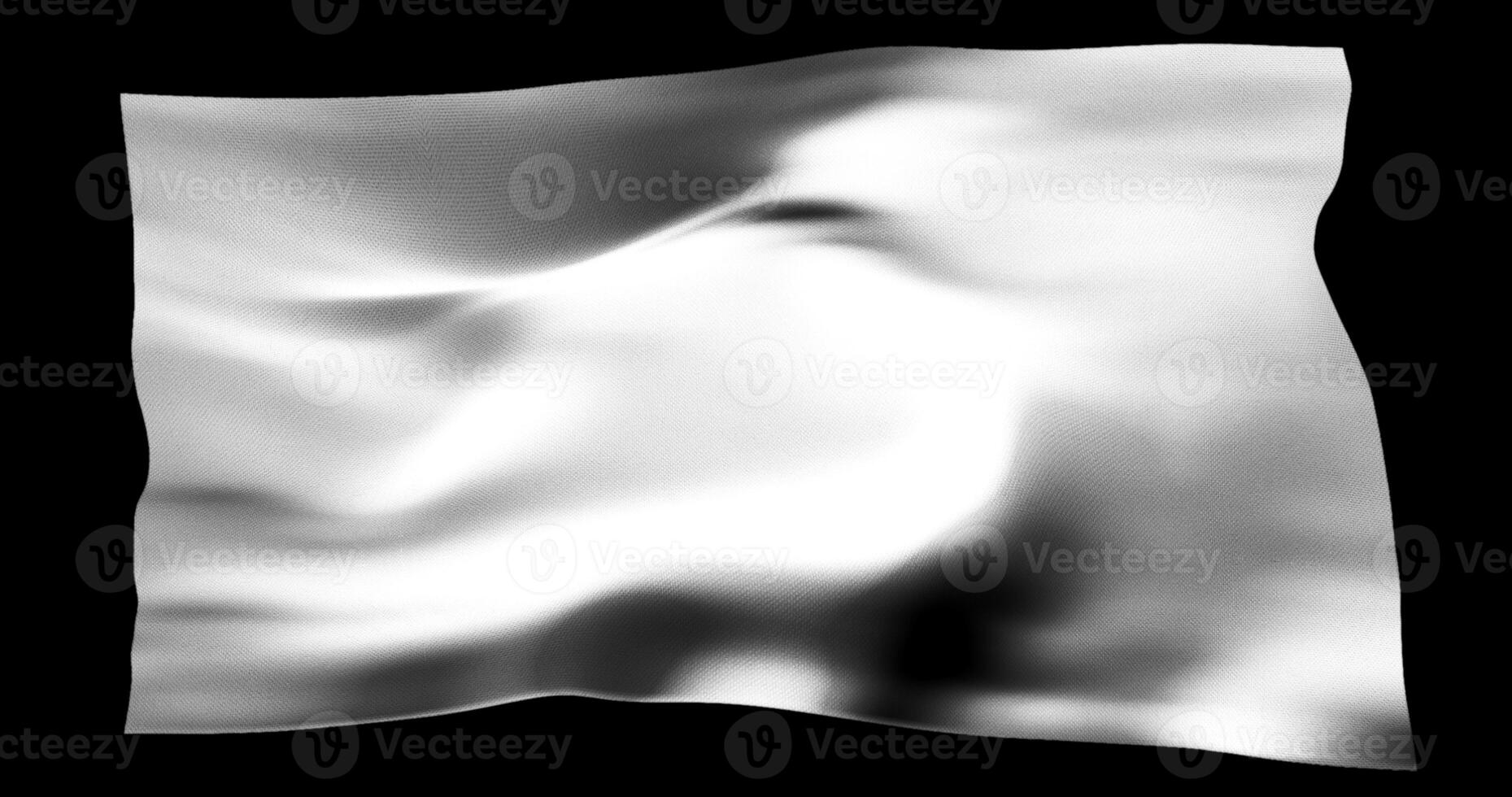 White flag isolated realistic waving. Cotton fabric texture photo