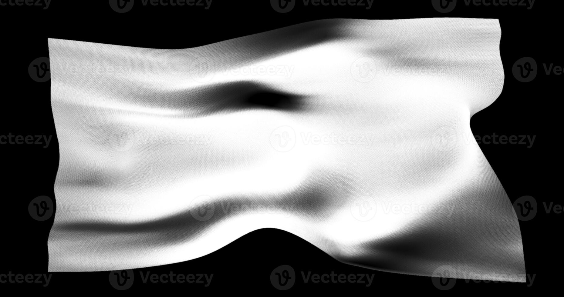 White flag isolated realistic waving. Cotton fabric texture photo