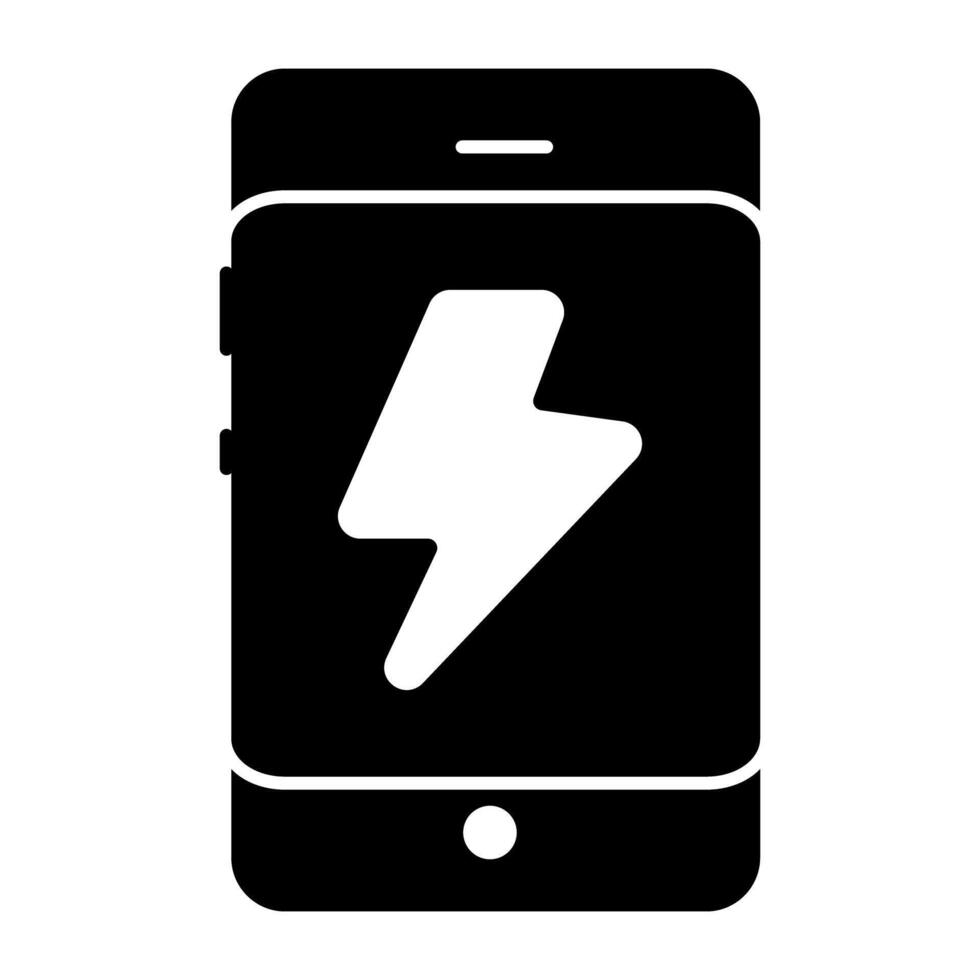 Bolt inside smartphone, icon of mobile charging vector