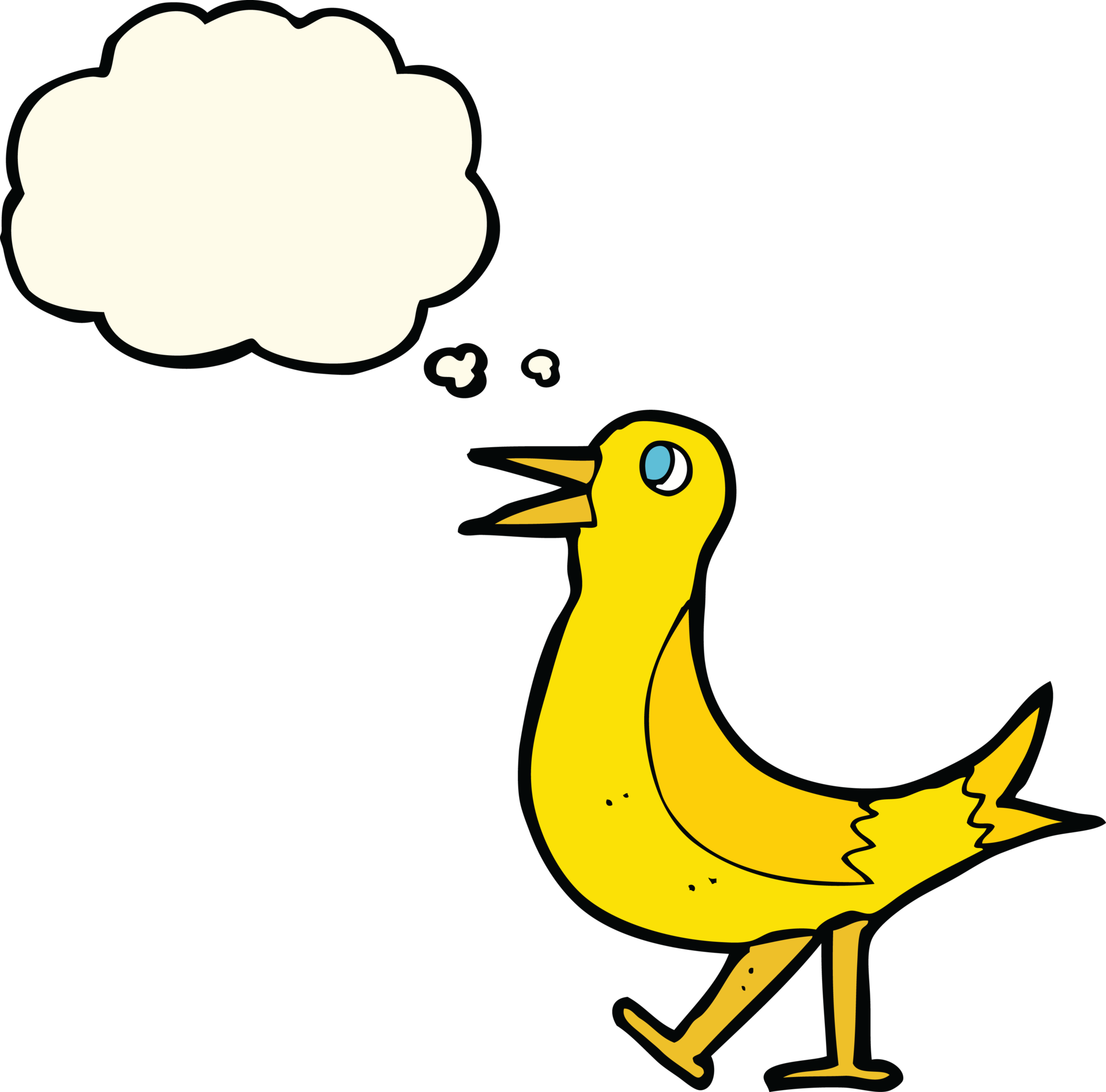 cartoon walking bird with thought bubble 41015510 PNG