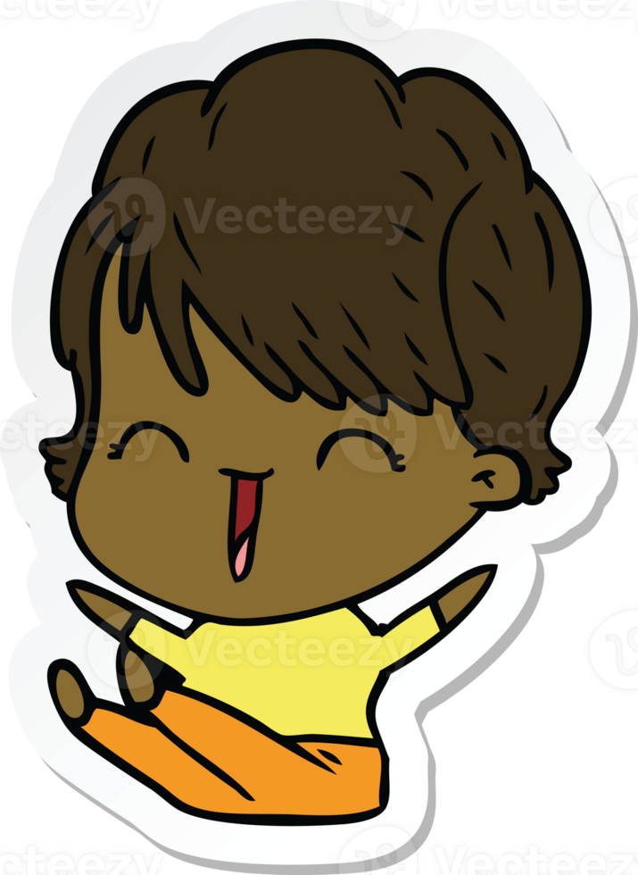 sticker of a cartoon laughing woman png