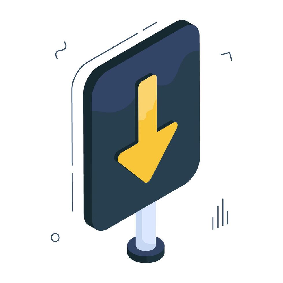 Vector design of move downward board, isometric icon