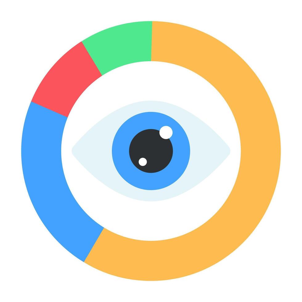 Eye inside graph, icon of data visualization vector