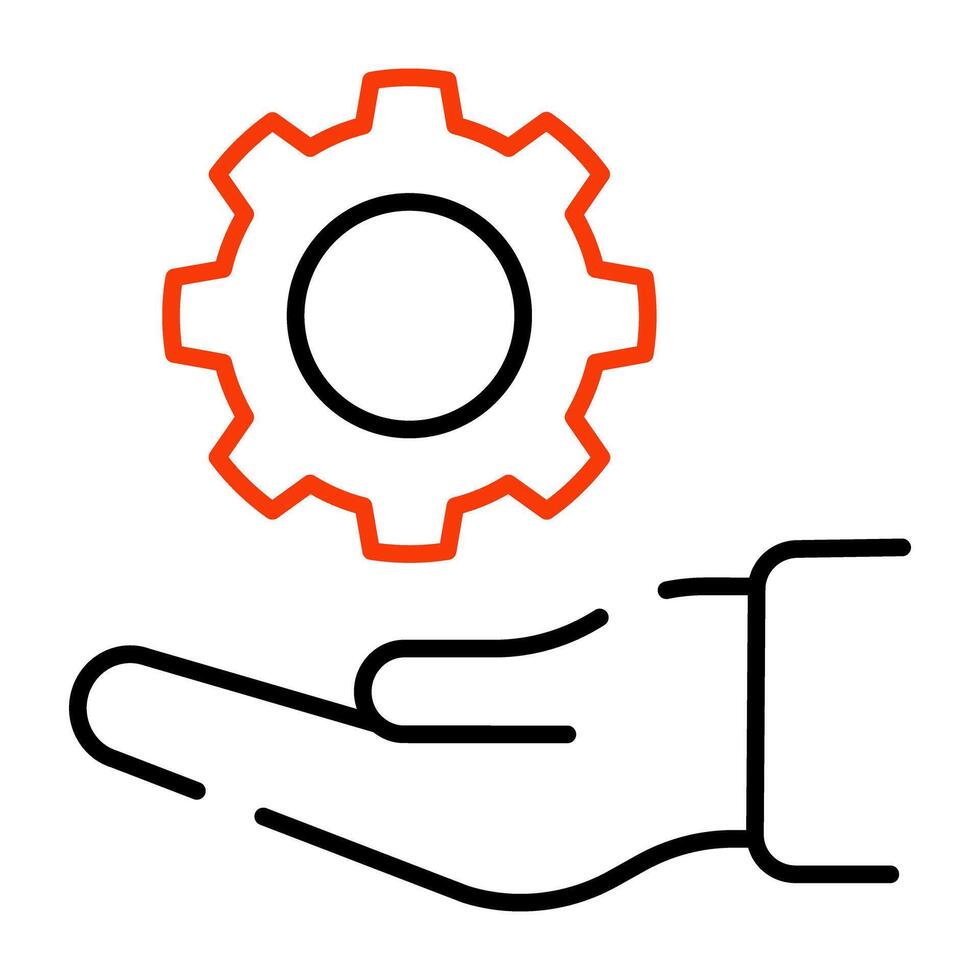 Gear on hand showcasing service icon vector