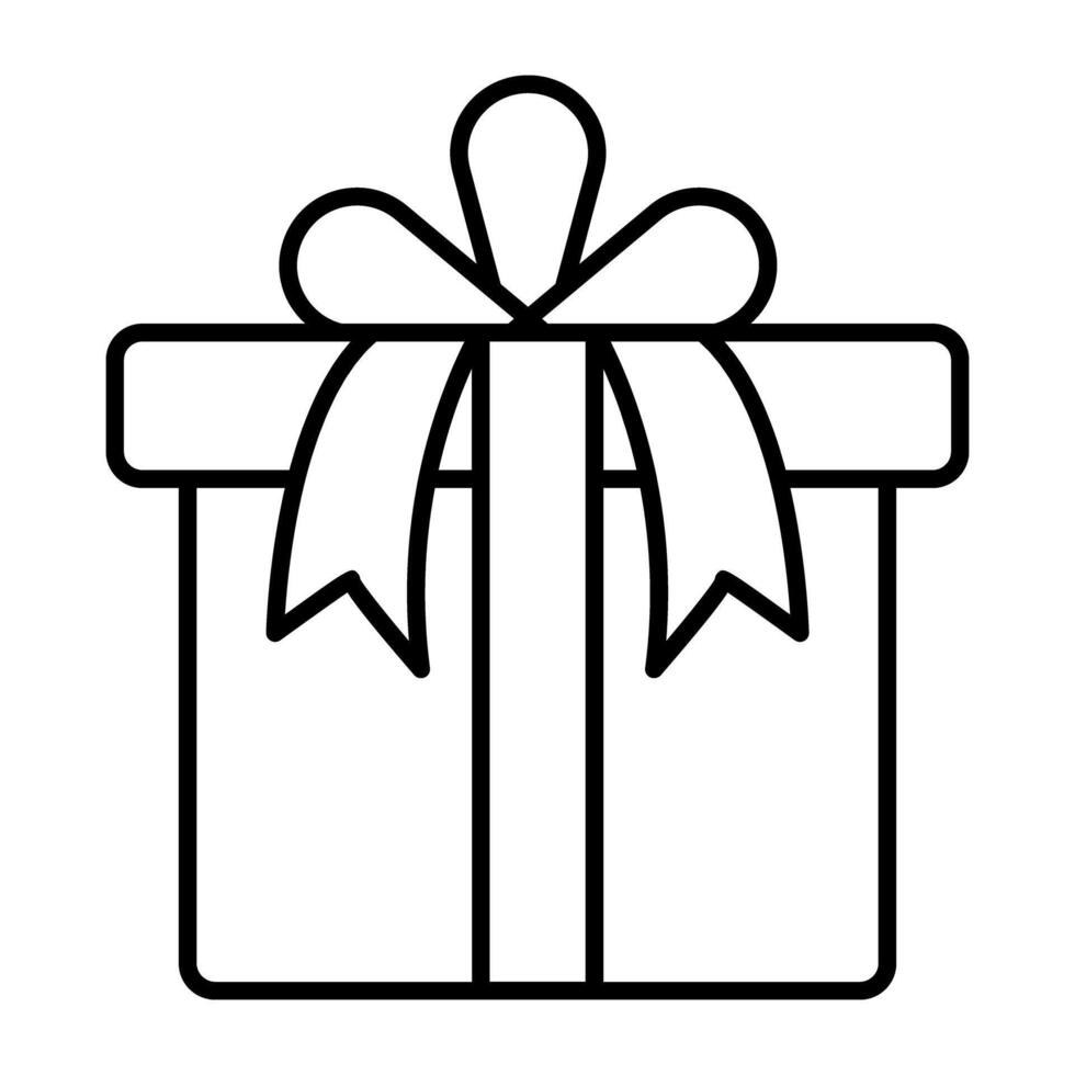 A wrapped package icon, linear design of gift box vector