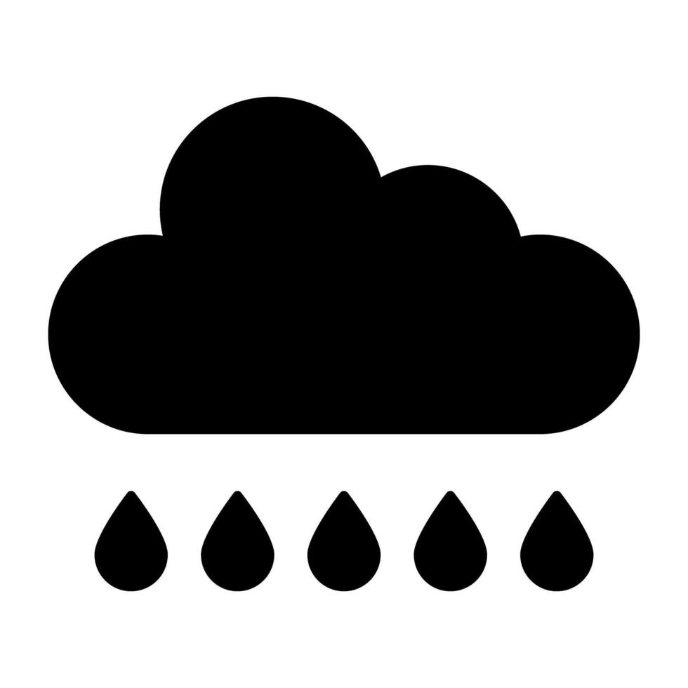 Cloud with raindrops, icon of rainfall vector