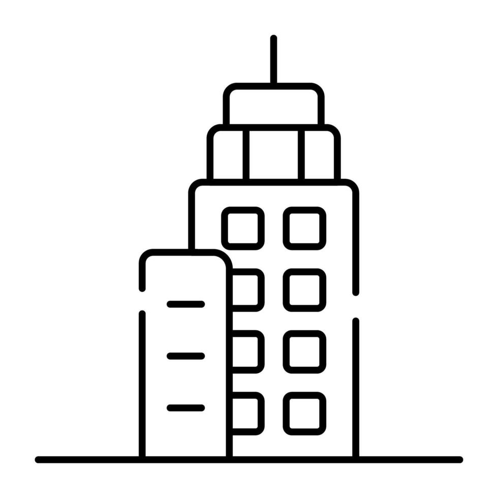 A linear design icon of skyscraper vector
