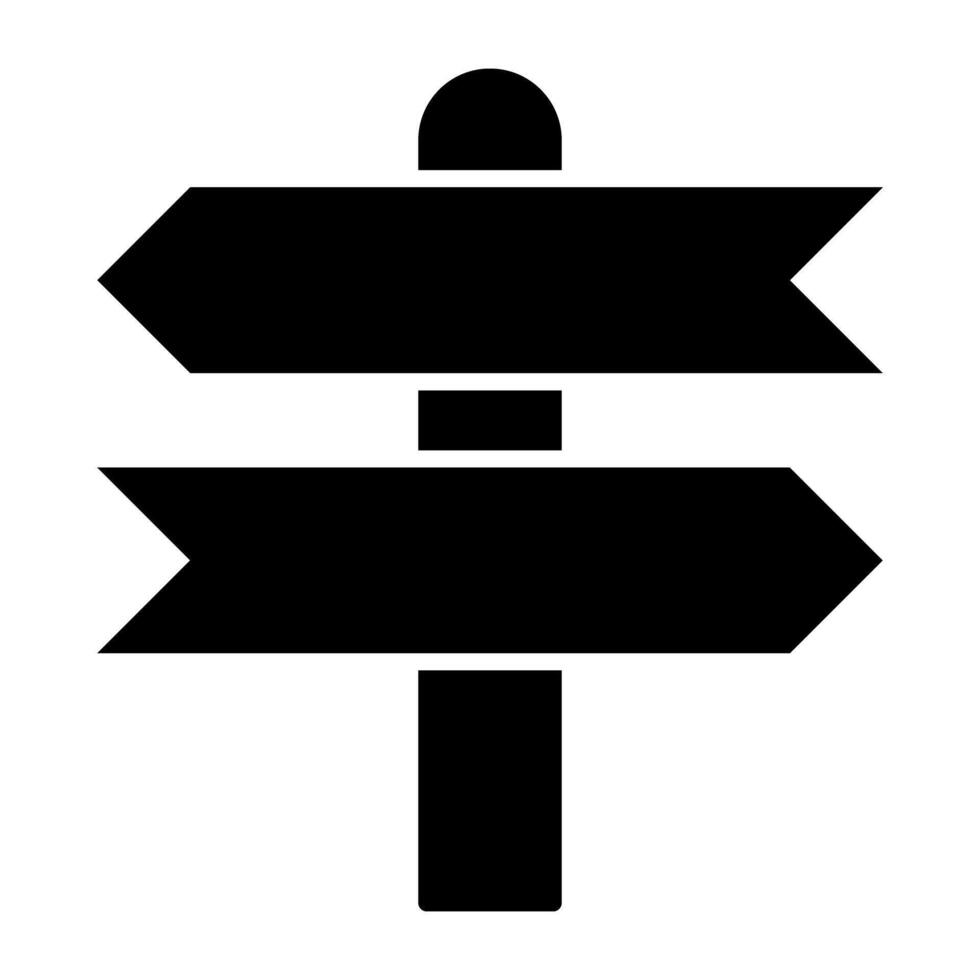 Direction post icon in solid design, road board vector