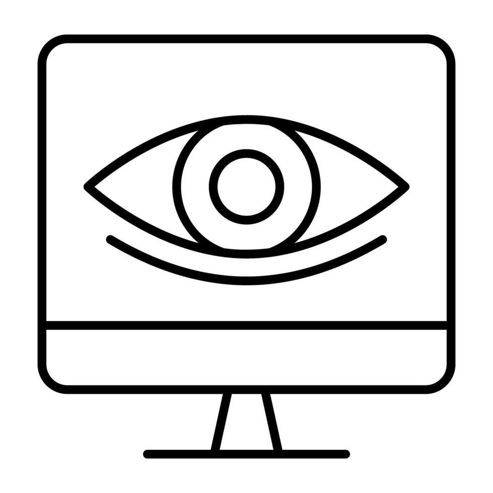 ojo dentro monitor, lineal diseño de en línea visión vector