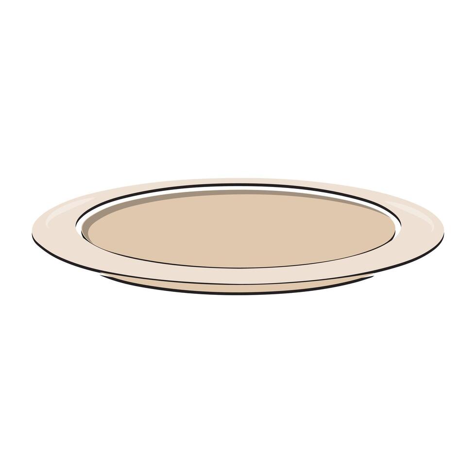 Dish, Empty plate with knife and fork  isolated on a white background. Plate circle icon with long shadow. Flat design style vector