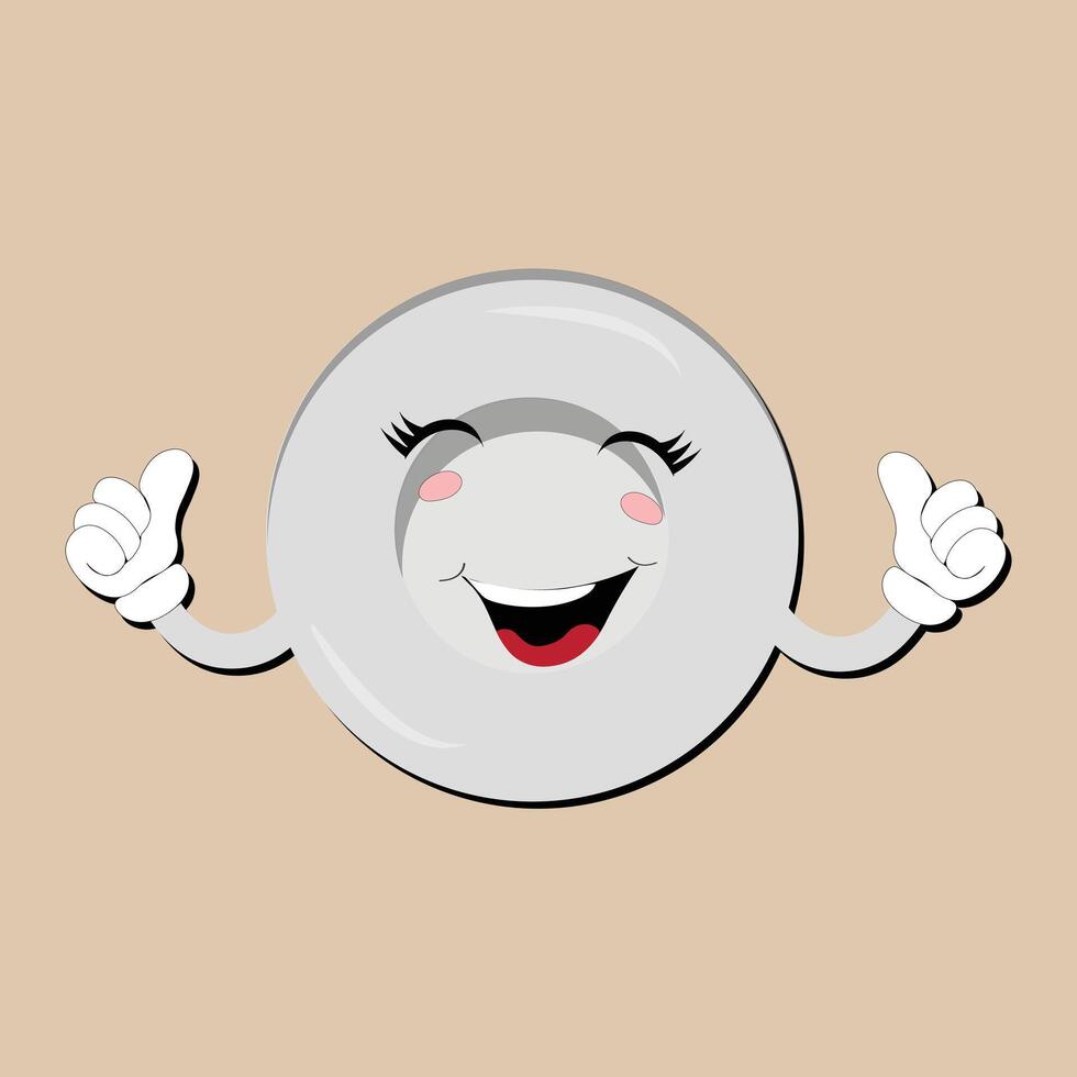 Plate cartoon character, with different expressions, happy mood, sad, angry, facial expressions, with different emotions vector
