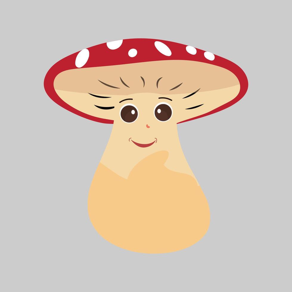 Mushroom cartoon character in various gestures, Set illustration mushroom mascot with various different expressions of cute emotion in comic style for graphic designer, vector illustration