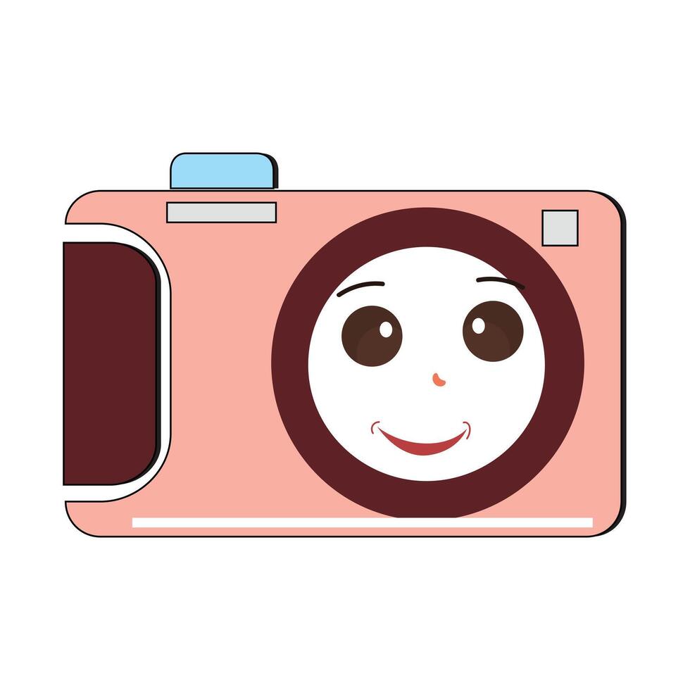 Camera Retro Mascot Character cartoon, camera mascot is smiling and with thumbs up. Vector hand drawn illustration
