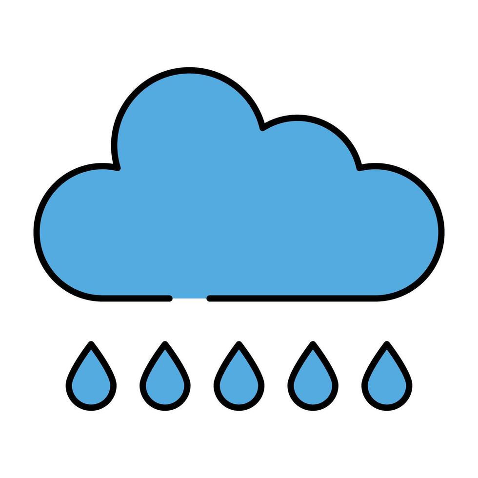 Cloud with raindrops, icon of rainfall vector