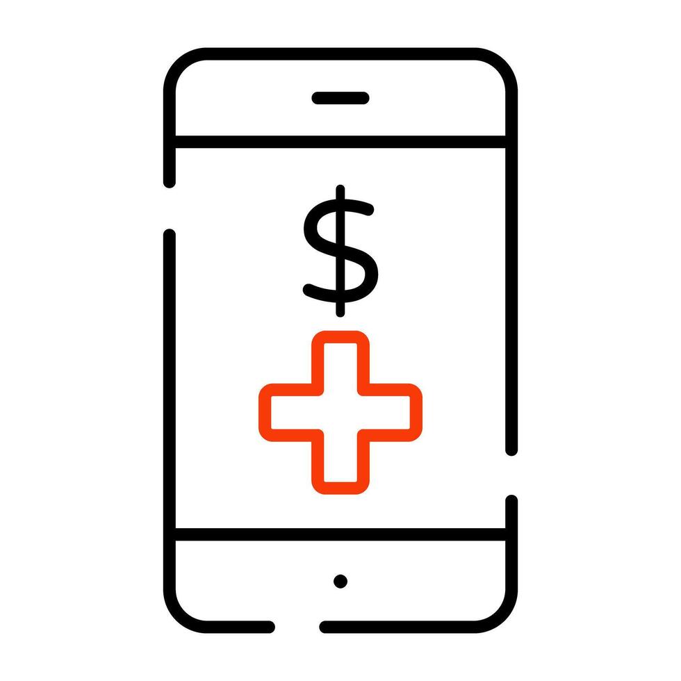 Mobile healthcare icon in outline design vector