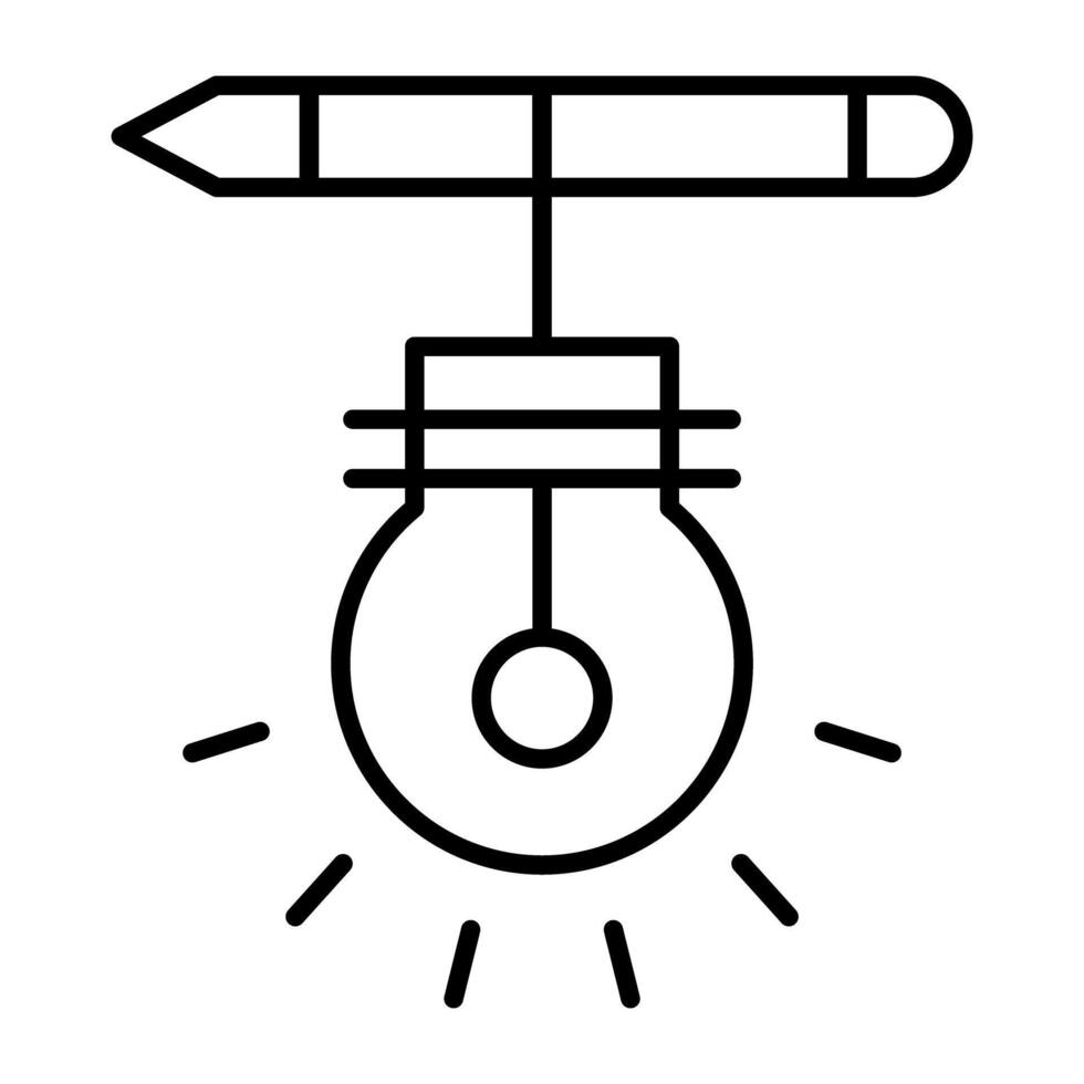 Pencil with lightbulb, concept of creative writing icon vector