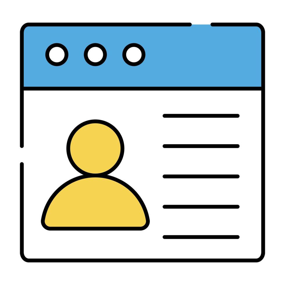 Avatar on web page depicting concept of web account vector