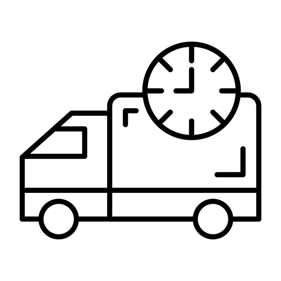 linear design icon of delivery van, fast shipping vector