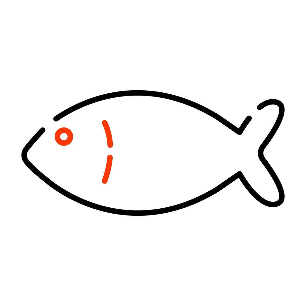 Underwater sea animal icon, linear design of fish vector