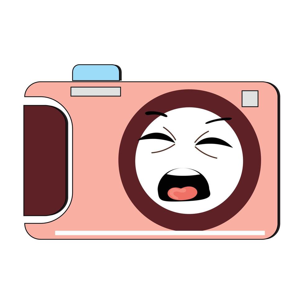 Camera Retro Mascot Character cartoon, camera mascot is smiling and with thumbs up. Vector hand drawn illustration