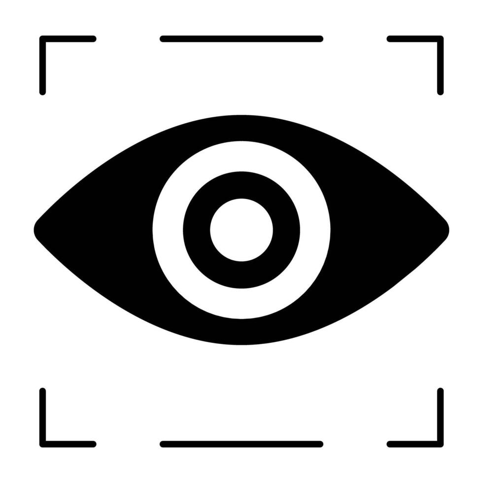 Eye inside reticle, icon of eye tracking vector